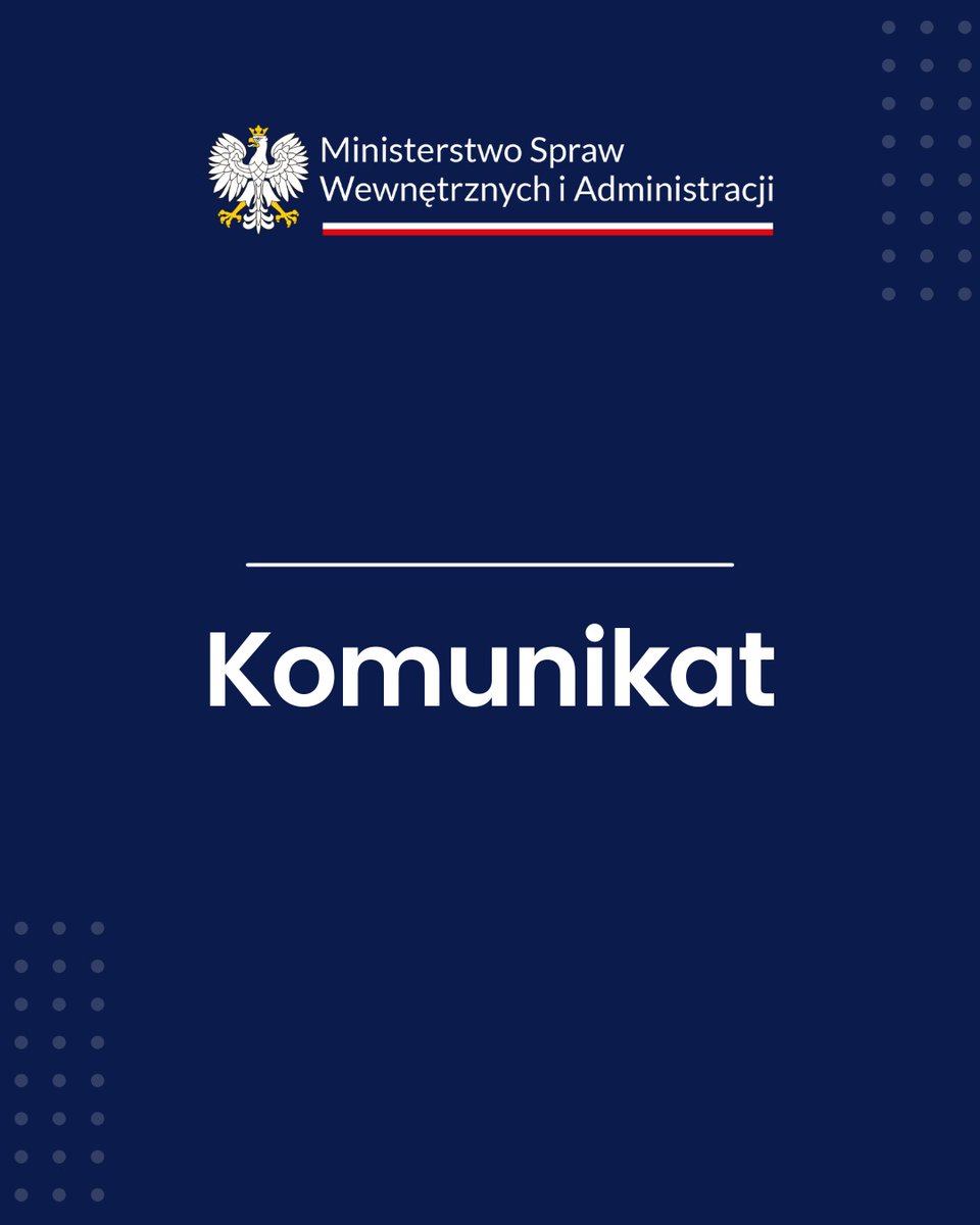 ❗KOMUNIKAT MSWiA❗
W nocy doszło do incydentów z użyciem obcych dronów. Te obiekty, które stanowiły zagrożenie, zostały zestrzelone.

Trwają działania służb mundurowych na terenie województwa podlaskiego, mazowieckiego, lubelskiego i podkarpackiego.

Służby podległe MSWiA -