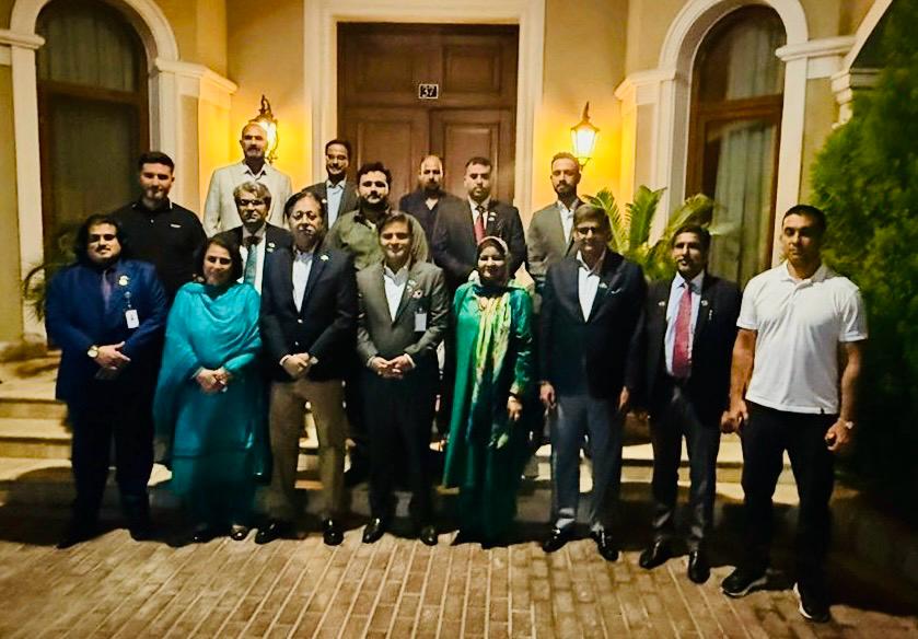 The Ambassador welcomed a delegation of Azerbaijan Pakistan Joint Chamber of Commerce &amp; Industry. The delegation, headed by Mr. Ahsan Zafar Bakhtawari, is currently in Baku for B2B meetings.