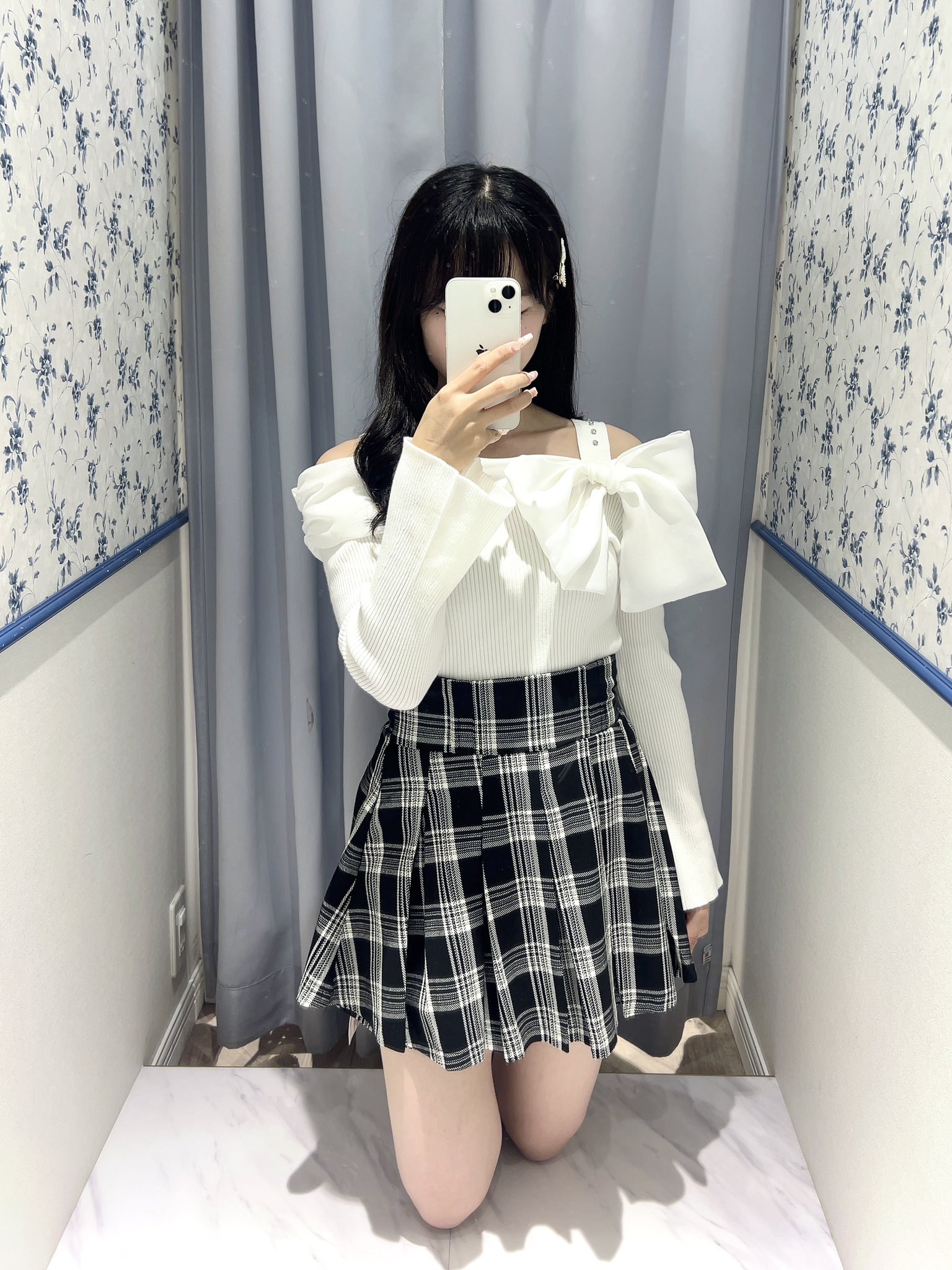 evelyn リボンオフショルニットOP ピンク【安心の新品】即日発送 リボンオフショルニット｜evelyn（エブリン）公式通販サイト