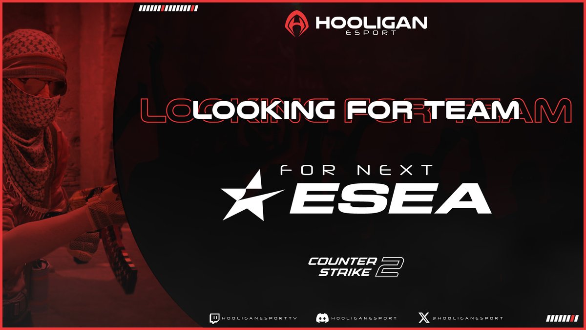 HooliganEsport's tweet image. Hi, you are Looking for Org for the next @ESEA league ?

Hooligan looking for a team, Open10, Entry or Intermediate for for the next season

Contact DM or :
✉️ hooliganesport@outlook.com

#CS2 #ESEA #LookingForOrg