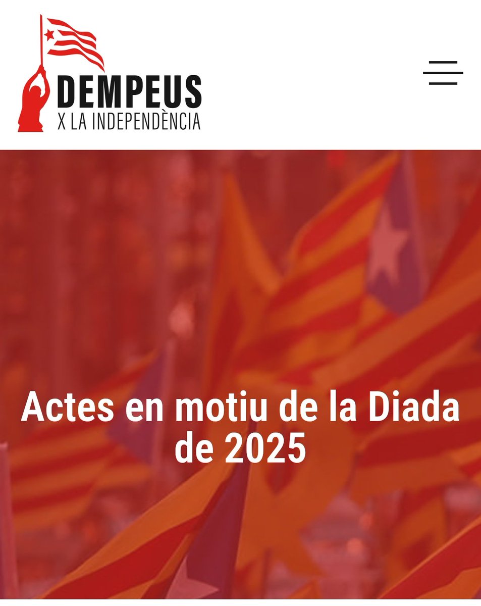 Ferran Planell ||*|| (@ferranplanell) on Twitter photo *Actes en motiu de la Diada de 2025 – Dempeus per la independència*
dempeusperlaindependencia.cat/actes-en-motiu…
<a href="/dempeusXindepe/">Dempeus per la independència</a>
#Rebel·lemNos
#PaïsosCatalans
#Independència
#11S *Actes en motiu de la Diada de 2025 – Dempeus per la independència*
dempeusperlaindependencia.cat/actes-en-motiu…
<a href="/dempeusXindepe/">Dempeus per la independència</a>
#Rebel·lemNos
#PaïsosCatalans
#Independència
#11S