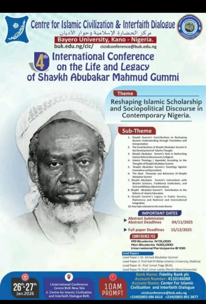 MrConfi_Sule's tweet photo. @elrufai Assalamu alaikum Sir
You wrote in your Autobiography that Late Sheikh Gumi is your role model. I believe you.

I think another opportunity has present itself to deliver a speech on why you so chose him to be so, to the public at Bayero University Kano https://t.co/KHhVgztBTg