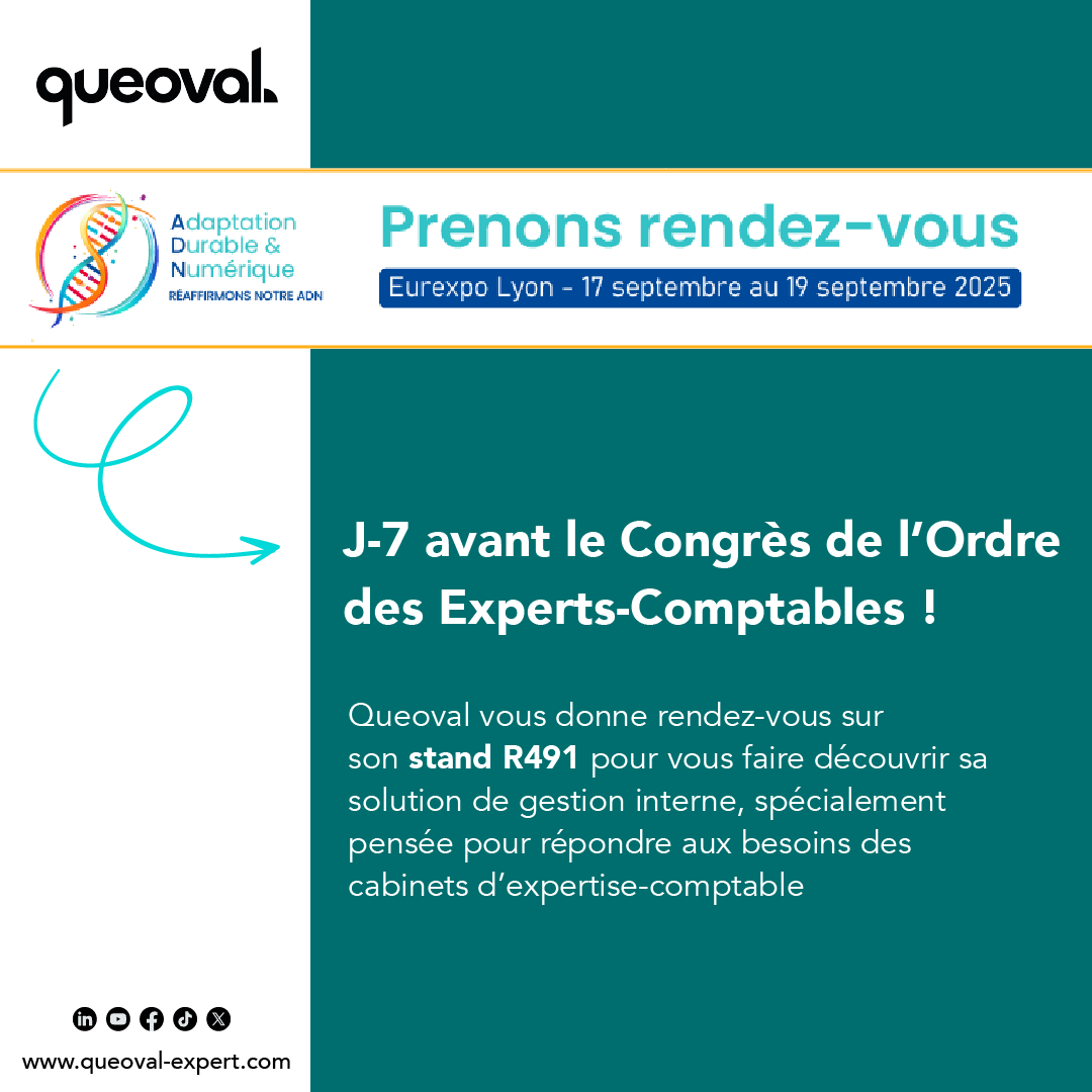 🚀 J-7 avant le grand rendez-vous des experts-comptables, un moment clé pour découvrir les innovations qui transforment nos métiers !

📍 Rendez-vous sur notre 𝘀𝘁𝗮𝗻𝗱 𝗥𝟰𝟵𝟭
 🤝 Venez découvrir comment nous pouvons construire ensemble le cabinet de demain !