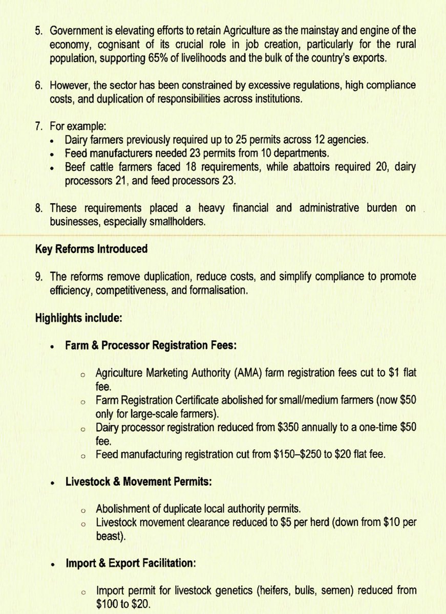 newswireZW's tweet image. Finance Minister Mthuli Ncube has scrapped some fees and eased regulations for livestock and dairy farmers, saying this is the first step in a broader review of costs across the economy.

“The reforms are being rolled out sector by sector, commencing with the agriculture sector”