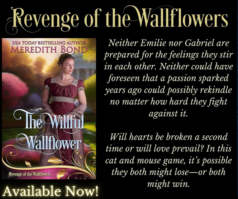 A sweet, tender, romance with a touch of humor. 
🌺The Willful Wallflower by Meredith Bond 
#SweetRomance #HistoricalRomance #RegnecyRomance Click here --> books.bookfunnel.com/revenge_of_the…