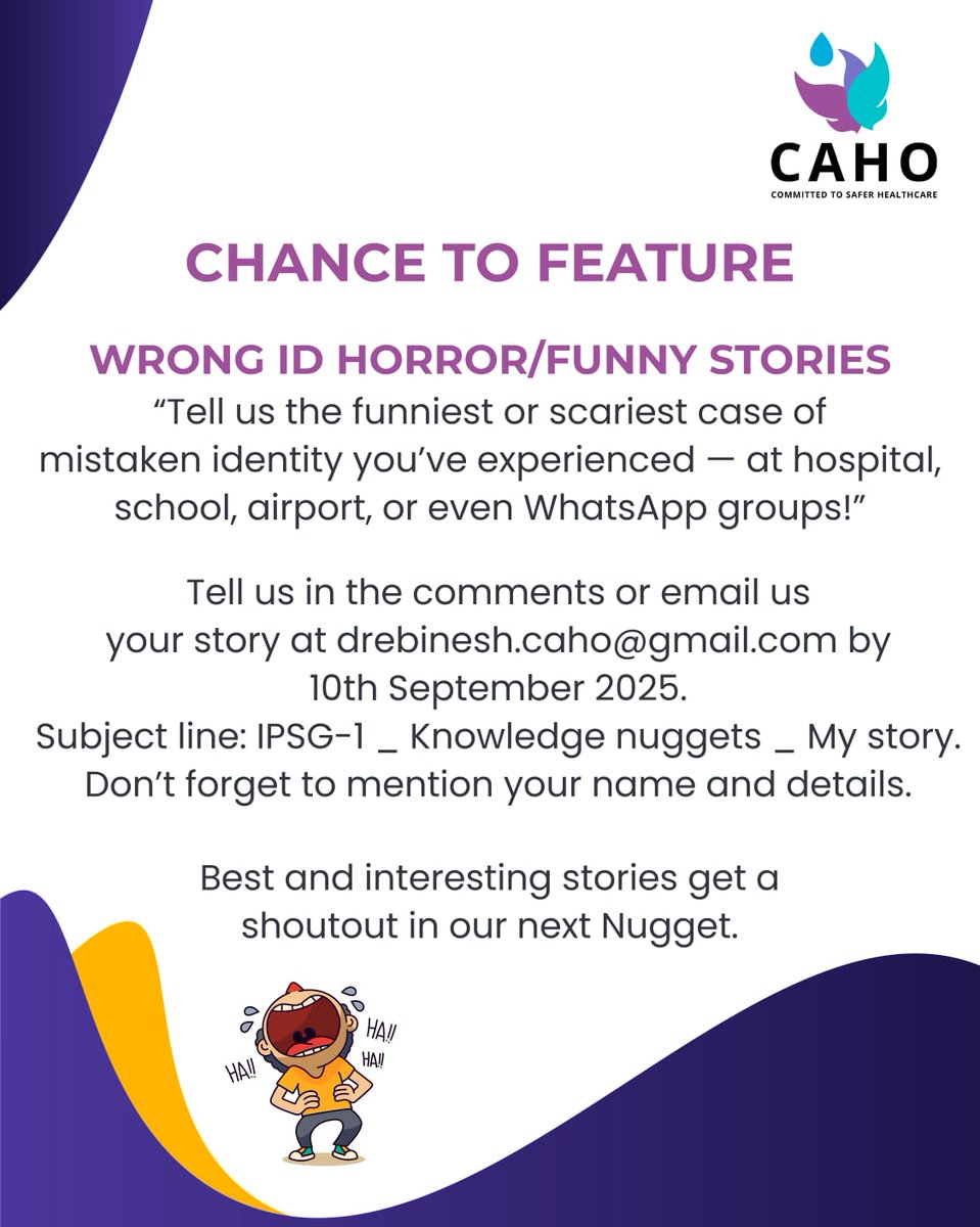caho_official's tweet image. Share your funniest/most shocking Wrong ID Horror/Funny Stories
📩 Comment below or mail us at

drebinesh.caho@gmail.com TODAY to get a chance to be featured in our next Nugget!

#KnowledgeNuggets #FunWithLearning #CAHO