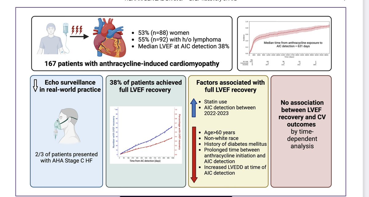 New in #JCardFail: in a diverse contemporary cohort of anthracycline-induced cardiomyopathy only 38% achieved LVEF recovery over 3-year follow up: routine surveillance may permit early detection and treatment #CardioOnc