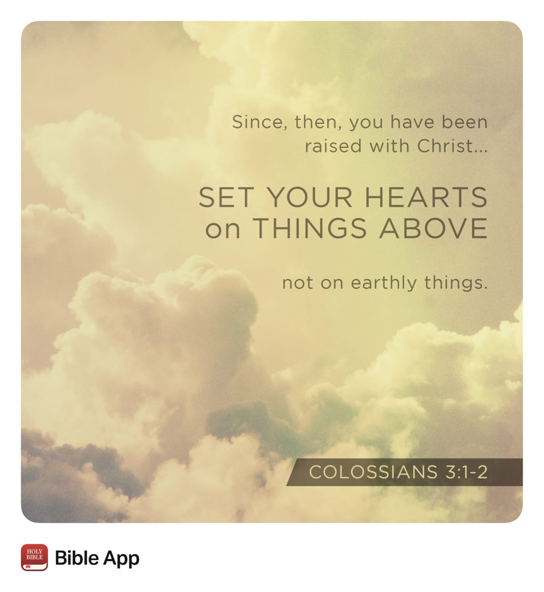 “Since, then, you have been raised with Christ, set your hearts on things above, where Christ is, seated at the right hand of God. Set your minds on things above, not on earthly things.”
Colossians 3:1-2 NIV