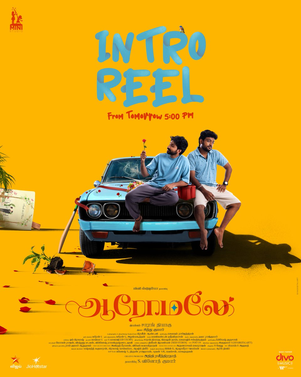 ministudiosllp's tweet photo. Boy. Dreamer. Man. A journey unfolds ✨ The Intro Reel of #Aaromaley drops Tomorrow at 5PM.

@kishendas #HarshathKhan @SarangThiagu @ShivathmikaR @vinod_offl @aditi1231 @akash_megha #VTVGanesh #Sibijayakumar @namritha_mv #SandhyaWinfred @editorpraveen @Its_Gowtham_R @valentino_suren @alagiakoothan #SeedStudios @navadeviRk #ManikandanSrinivasan @_gbalaji @KavyaGiri @priyesh_3190 @sivadigitalart @JioHotstartam @vijaytelevision @divomusicindia @RIAZtheboss @ParasRiazAhmed1