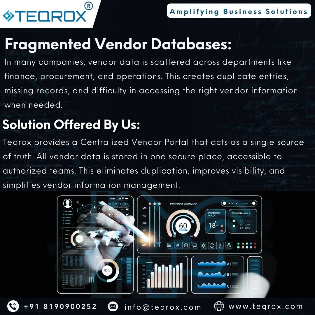 Teqroxsolutions's tweet image. 📑 Are you managing vendors manually and struggling with delays?
🧑‍💻 At Teqrox, we empower businesses with digital vendor management platforms that ensure faster onboarding, real-time updates, and transparent collaboration 
#vendormanagementsolutions #aiautomation #techsolutions
