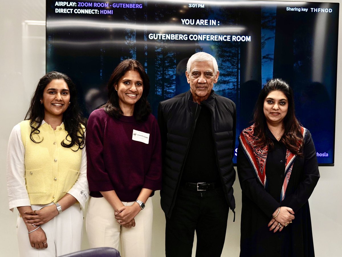 Shweta Rajpal Kohli (@shwetarkohli) on Twitter photo We were fortunate to make the cut on legendary investor <a href="/vkhosla/">Vinod Khosla</a>’s 80-hour-a-week calendar. At the <a href="/khoslaventures/">Khosla Ventures</a> office on Sand Hill Road, he spoke with Startup Policy Forum <a href="/SPF_India/">Startup Policy Forum</a> members about AI’s utopias and dystopias, India’s role in the global race, and how tech will We were fortunate to make the cut on legendary investor <a href="/vkhosla/">Vinod Khosla</a>’s 80-hour-a-week calendar. At the <a href="/khoslaventures/">Khosla Ventures</a> office on Sand Hill Road, he spoke with Startup Policy Forum <a href="/SPF_India/">Startup Policy Forum</a> members about AI’s utopias and dystopias, India’s role in the global race, and how tech will