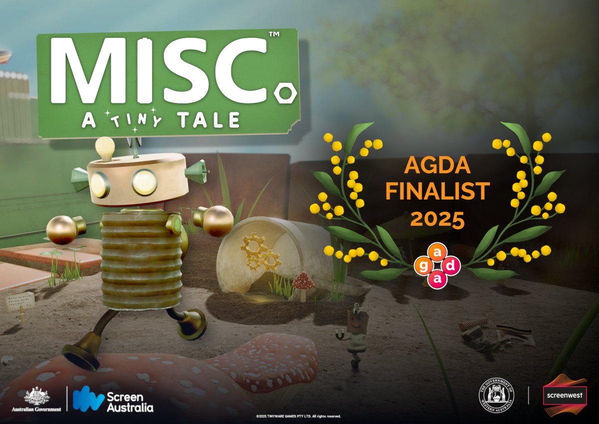 Extreemely honored to announce Misc. A Tiny Tale has been selected as a finalist in the Australian Game Developer Awards <a href="/The_AGDAs/">The AGDAs</a> for Excellence in Debut.

🏆: agdas.com.au/2025-finalists/

Misc has been a work of love, to see it make it this far is an honor. Thank you! 😭🙏#AGDAs25