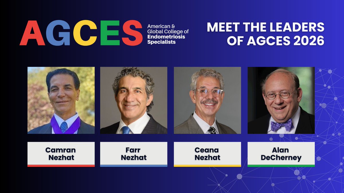 💡 Guided by world-renowned leaders Camran (<a href="/CamranNezhatMD/">Camran Nezhat, M.D.</a>), Farr &amp; Ceana Nezhat (<a href="/NezhatMedical/">Ceana Nezhat</a>), and Dr. Alan DeCherney, #AGCES2026 will unite experts from across the globe to redefine the future of endometriosis &amp; adenomyosis care.

Be a part of it!🔗agcesmeeting.org