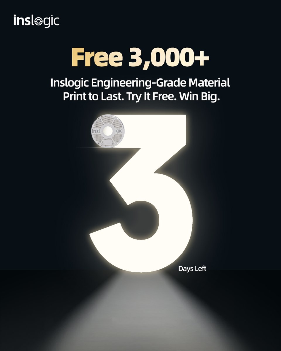 Inslogic3D's tweet image. Our Print-to-Last Campaign is coming to a close, and we&apos;re so glad to see so many of you enjoy our special offers for engineering-grade materials. There are only 3 days left. Don’t miss out!

store.inslogic3d.com

#Inslogic3D #InslogicPrintToLast #InslogicEngineeringMaterial