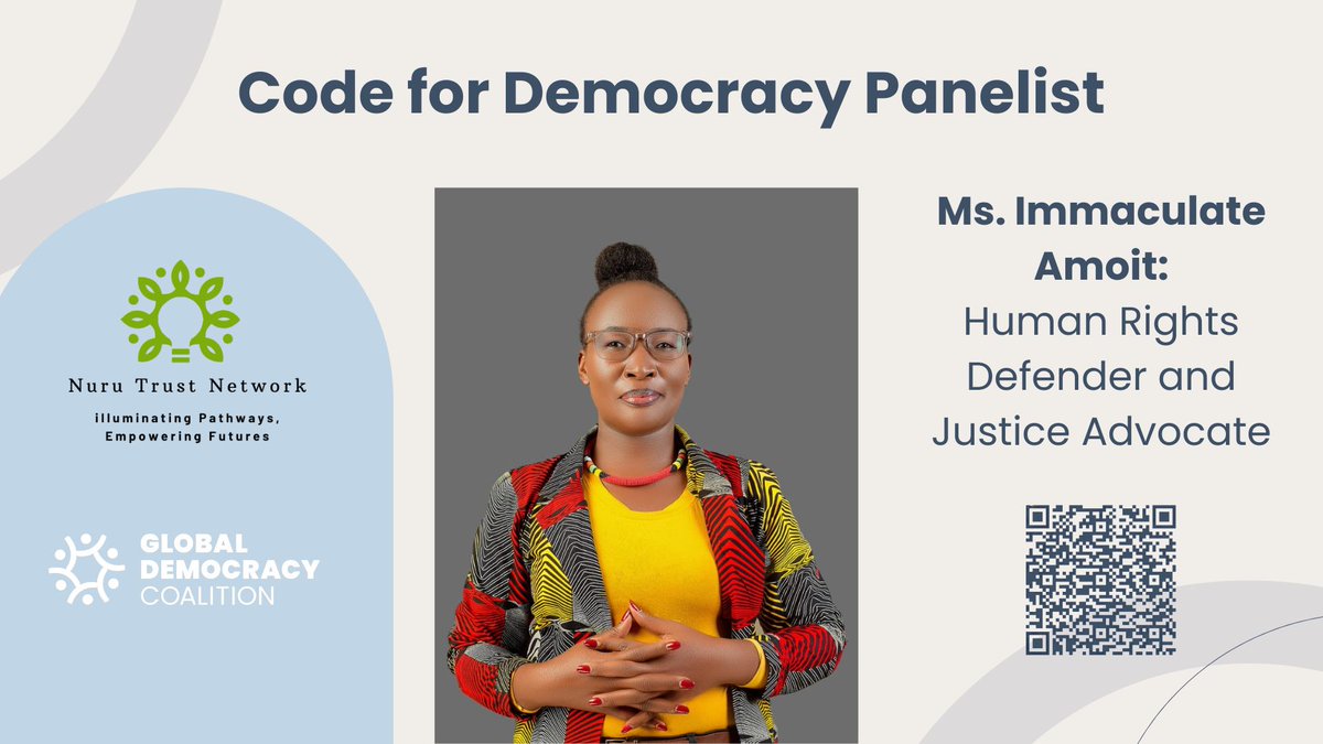 NuruTrustKenya's tweet image. 🌟 Meet Immaculate Amoit Idewa, founder of @WETECKenya & Human Rights Defender. She’s joining #CodeForDemocracy on Sept 16! 💡
Her voice on gender justice + digital safety is transforming lives. Don’t miss it!
#CodeforDemocracyKE #IDD2025 #WomenInLeadership #Gender+#Tech