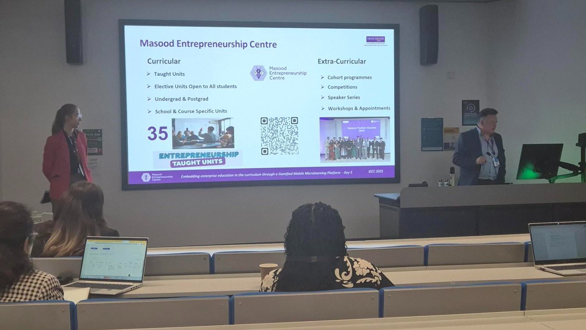 🚀Jonathan Styles &amp; Julia Wardley-Kershaw  (<a href="/AllianceMBS/">Alliance MBS</a> <a href="/OfficialUoM/">The University of Manchester</a>) presented their paper on The Key 5 🎮 at #IEEC2025  — a gamified microlearning platform with Wellknown.

Quests, storytelling &amp; badges → enterprise skills made accessible.

⚡️Inclusive. Scalable. Disruptive