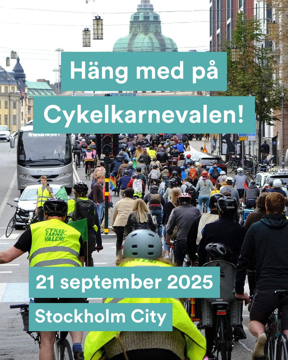 Dags för Cykelkarneval i Stockholm! 21 september fylls Sveavägen av cykel-events, musik och cykelkunskap på ett avspärrat Sveavägen. Allt är kostnadsfritt, alla är välkomna  🚴‍♀️🚴🚴‍♂️ Läs mer: cykelframjandet.se/nyheter/2025/0…