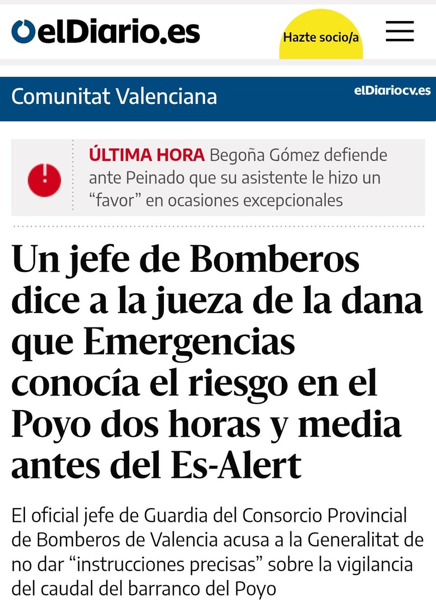 Os cuento esto:

Como os venga diciendo hemos entrado en el final de la instrucción del juicio de la Dana.

Hoy ha testificado un jefe de bomberos que ha desmontado a todo el DESGOBIERNO valenciano.

Ha afirmado que a las 17:30, en emergencias ya eran conocedores de que el