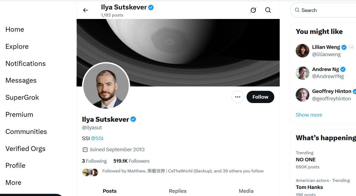 😱They are obsessed with Saturn because Saturn is the ruler of the upcoming two ages, Aquarius and Capricorn, which are going to last approximately 4,000 years.

Recently, Ilya Sutskever, one of the former key people at OpenAI, updated his background photo with a picture of