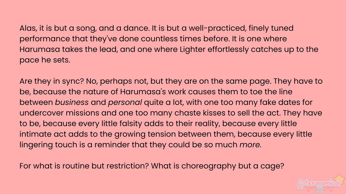 asteronomicalVT's tweet photo. — asteronomical writing snippet #6 💫🌸
some more of my recent writing... lighter and harumasa are an underrated rarepair methinks
ship: #lightharu
fandom: #zzzero
#VTuber #VWriter https://t.co/EdMYiI5sD8