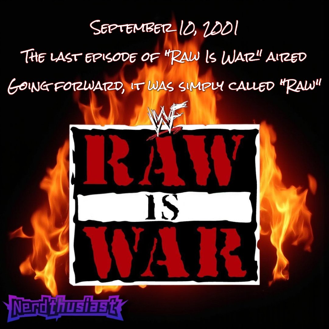 World Championship Wednesday
After 9/11, WWF's Monday night show "RAW IS WAR" was changed back to just "RAW"
#worldchampionshipwednesday #nerdthusiast #wwf #rawiswar #mondaynightraw