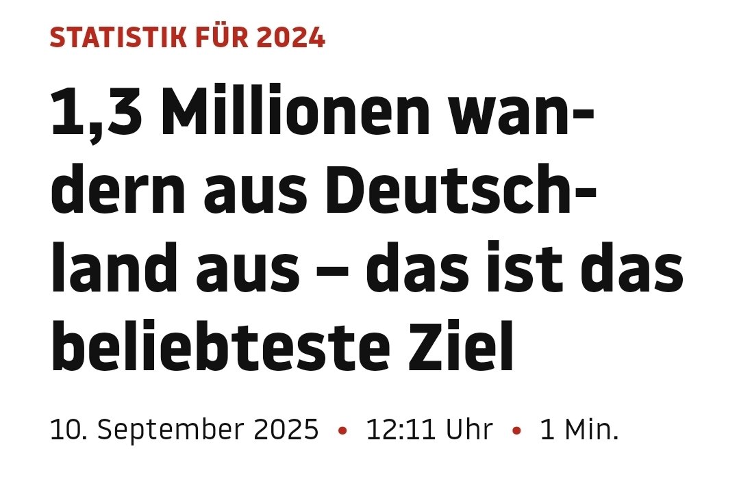 Gut ausgebildete Fachkräfte verlassen jedes Jahr Deutschland. Bei dieser desaströsen Politik, die seit Jahren betrieben wird, wundert es mich auch nicht. 🤷‍♂️