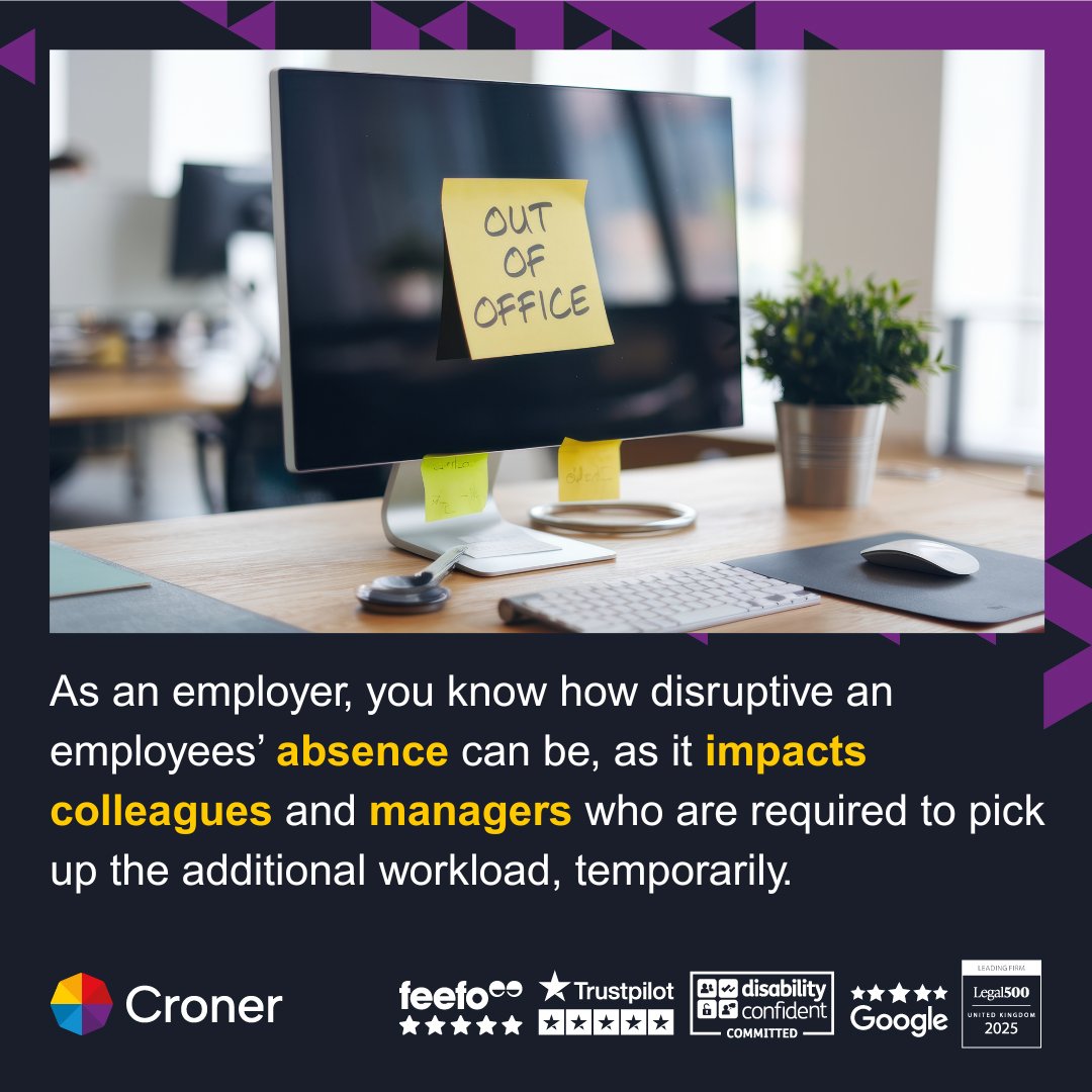 One of the most common challenges our clients come to us with is how to correctly manage absence. 

If you're struggling with absence, give one of our specialists a call on 0808 501 6651 today for free, same-day assistance.

#HR #Croner #EmploymentLaw