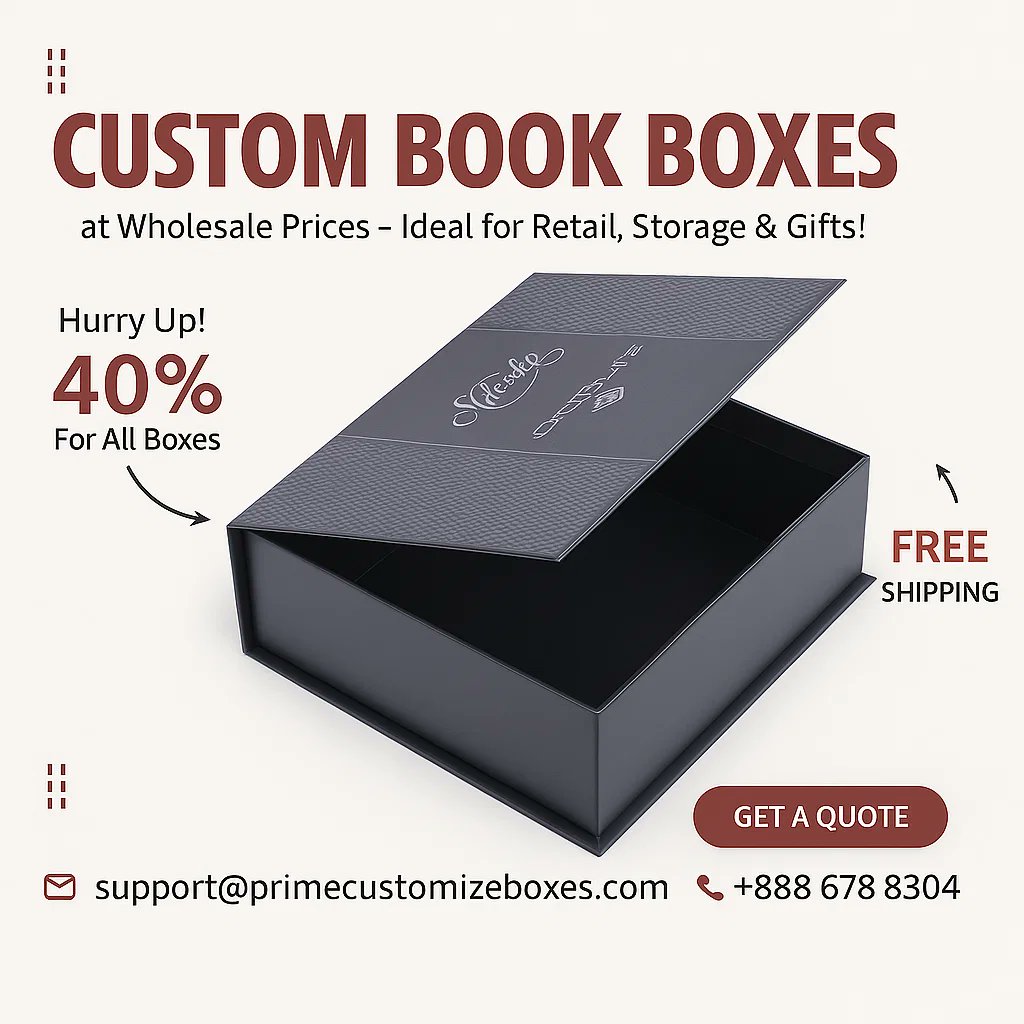 pcb33594's tweet image. 💼 Protect &amp;amp; Present Your Books with Custom Book Boxes! ✨

Durable, stylish &amp;amp; eco-friendly packaging for authors, publishers &amp;amp; gifts.

🌐 primecustomizeboxes.com/product/custom…

📩 support@primecustomizeboxes.com
📞 +1 888 678 8304

#CustomBookBoxes #BookPackaging #PrimeCustomizeBoxes