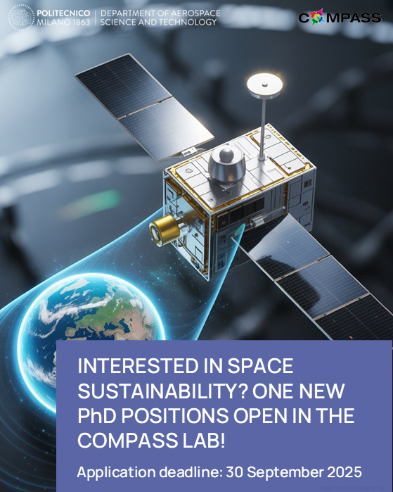 🚀 New PhD opportunity at COMPASS Lab <a href="/daer_polimi/">Dept. of Aerospace Science and Technology - Polimi</a>  <a href="/polimi/">Politecnico di Milano</a>  starting Nov 2025!
🔹 MISSION ANALYSIS &amp; DESIGN FOR THE ENVIRONMENTAL CUBESAT MISSION E.CUBE
📅 Apply by Sept 30, 2025 – 14:00 CEST
Info 👉 shorturl.at/1ClOr 
Info: contact <a href="/COMPASS_polimi/">COMPASS PoliMi</a>  or <a href="/camilla_colombo/">Camilla Colombo</a>
