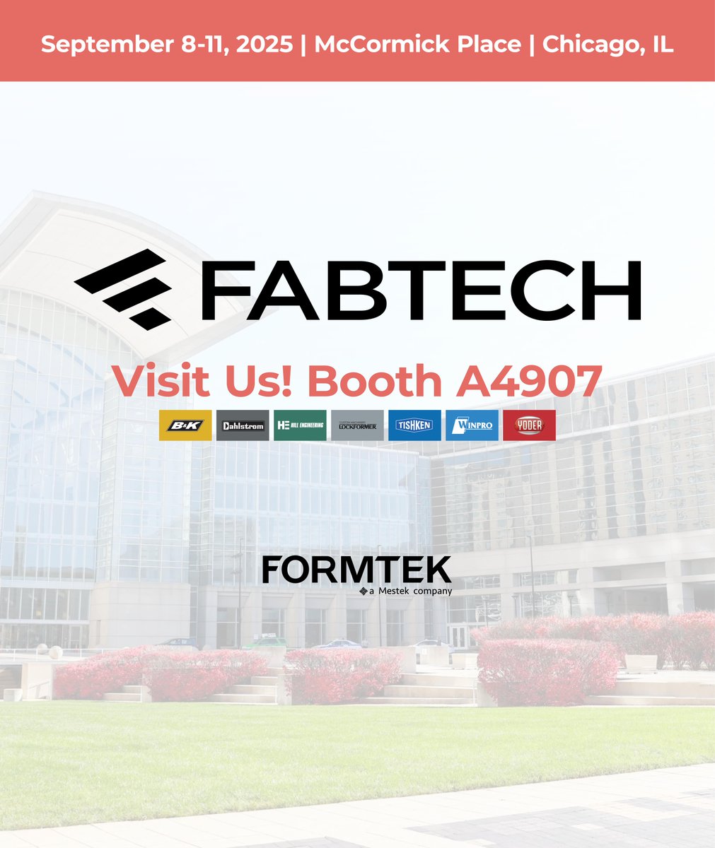 formtekgroup's tweet image. Day 3 of #FABTECH2025! We’re at McCormick Place until 5 PM, stop by Booth A4907 to meet the Formtek team. #Manufacturing #RollForming #MetalFabrication #MetalForming #Chicago