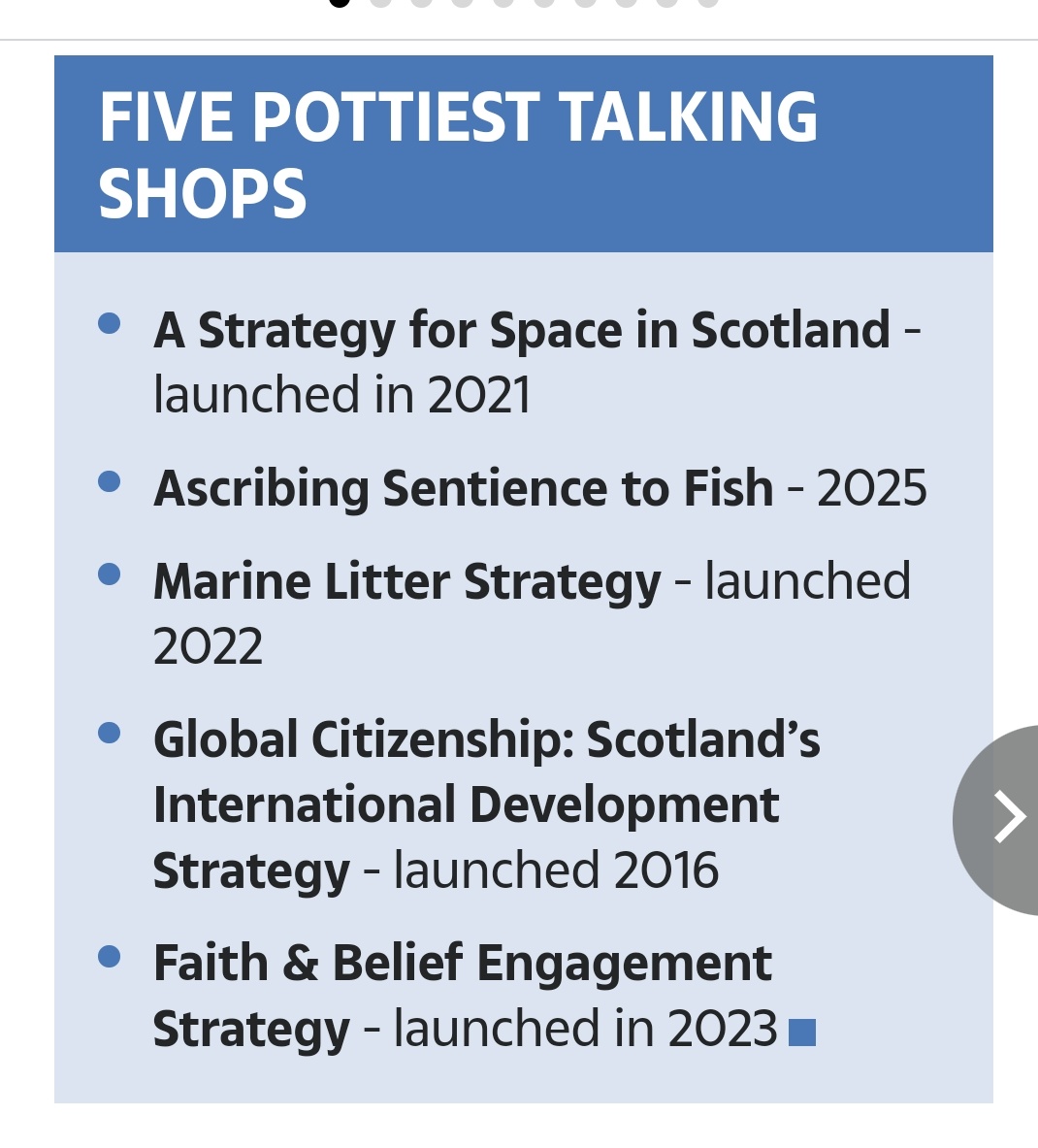 The article singles out 5 of  Scotgov's "pottiest talking shops". Let's look at them one by one.
