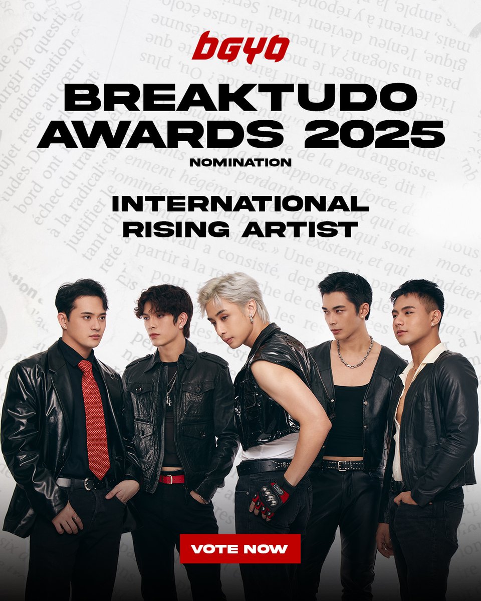 StarMusicPH's tweet image. Giving us somethin’ for the headlines, @bgyo_ph has just been nominated for International Rising Artist at the BreakTudo Awards 2025! 🥳

📩 Cast your votes here: vote.breaktudoawards.com/vote/artista-e…

#BGYO #BreakTudoAwards
