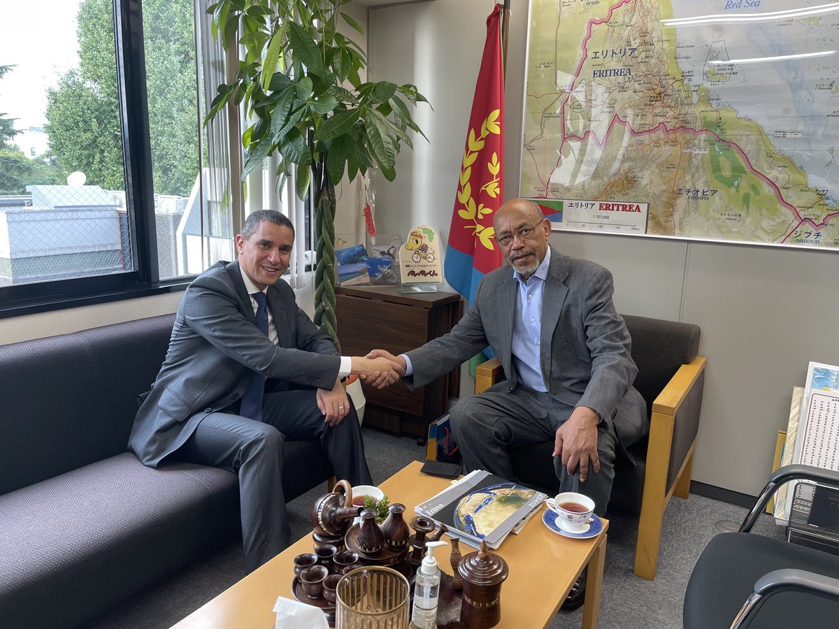 Ambassador Ragui ELETREBY of #Egypt  paid a curtesy visit to our Embassy tdy. We had an opportunity for a brotherly exchanges of views on peace &amp; security-past, present, future-challenges &amp; opportunities faced by the Nile Basin, Horn of Africa &amp; ME countries エリトリア #Eritrea