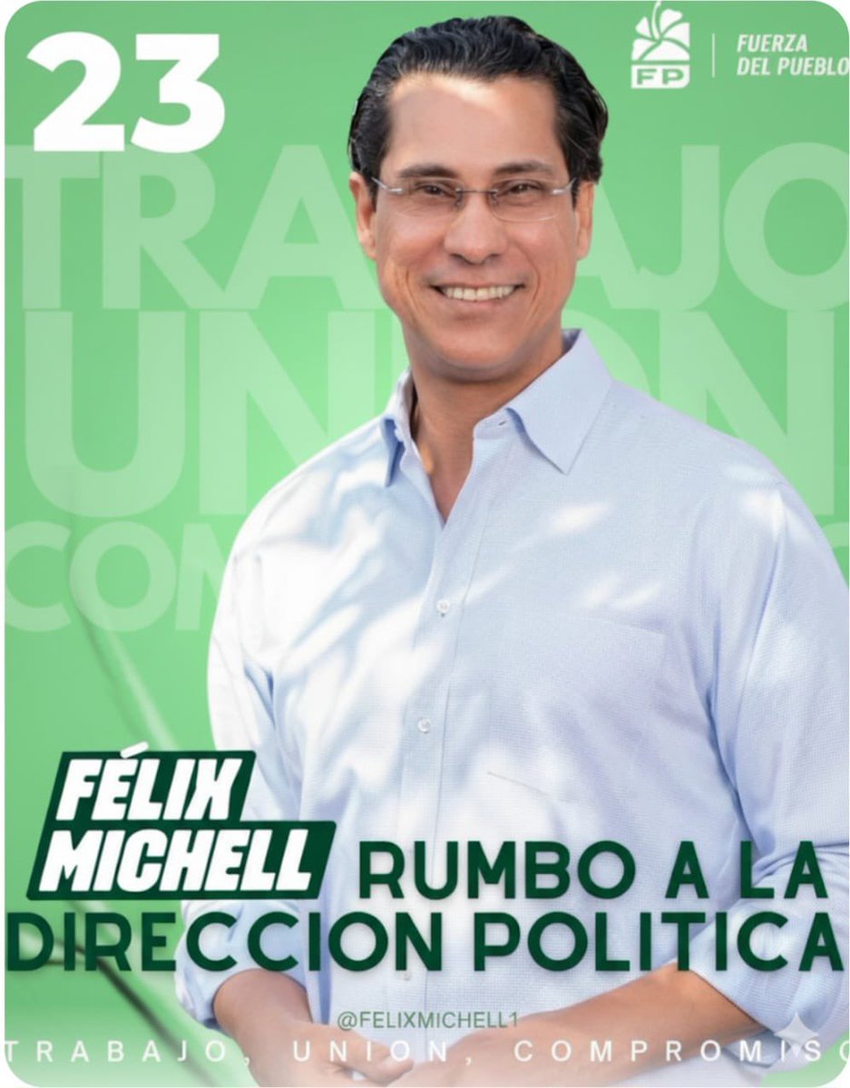📢 Félix Michell (#23)

🔥 El #23 representa juventud y firmeza.
Apoyo a Félix Michell en su aspiración a la Dirección Política de la <a href="/FPcomunica/">@Fuerza del Pueblo (FP)</a>. 💚
#CongresoFP #FPUnida