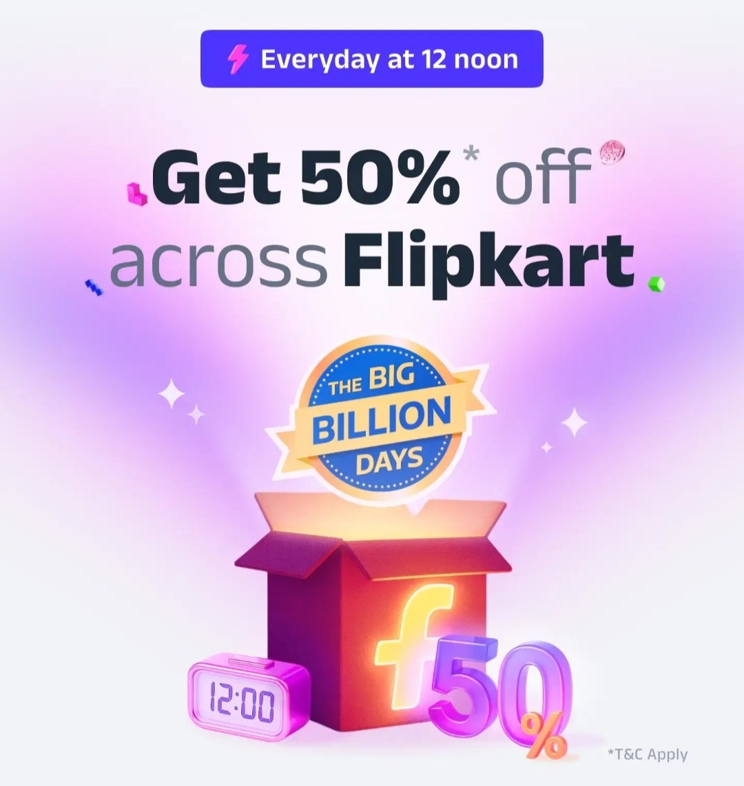 SomuPavan's tweet photo. 🎉 [Flipkart LOOT]  Get 50% OFF on all products (up to ₹1000) everyday till 25th Oct

1️⃣ Signup https://t.co/GIyGFUh72U
2️⃣ Send ₹1 to friends/family to activate UPI
3️⃣ Visit https://t.co/eJT9rzQffW
4️⃣ Add products worth ₹2000 to cart
5️⃣ At 12:00 PM, pay using Super Money UPI https://t.co/tPCw50ui1f