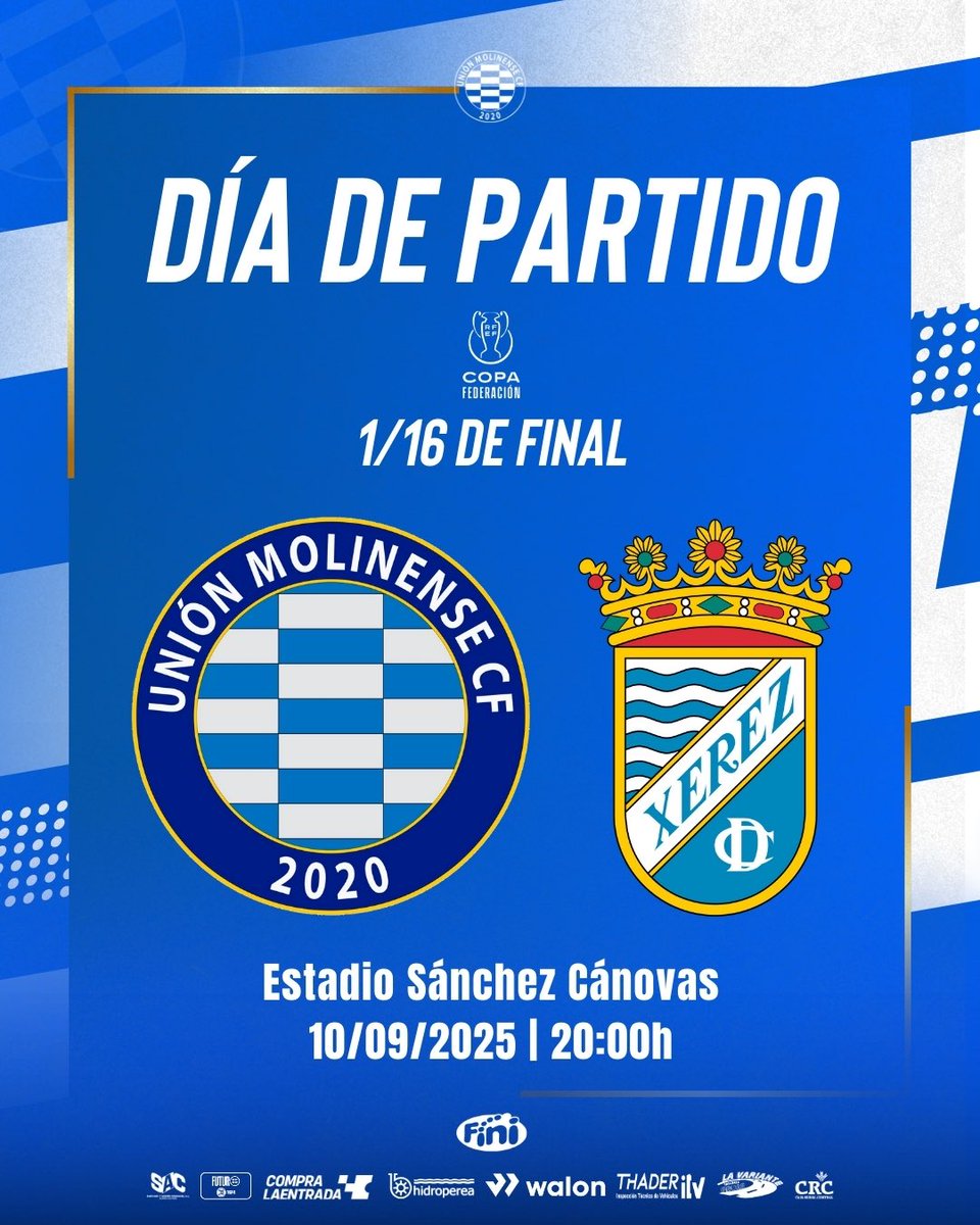 𝐃𝐈́𝐀 𝐃𝐄 𝐏𝐀𝐑𝐓𝐈𝐃𝐎 ⚽️| 

¡𝐀𝐅𝐈𝐂𝐈𝐎́𝐍, 𝐐𝐔𝐄𝐑𝐄𝐌𝐎𝐒 𝐕𝐈𝐕𝐈𝐑 𝐎𝐓𝐑𝐎 𝐃𝐈́𝐀 𝐇𝐈𝐒𝐓𝐎́𝐑𝐈𝐂𝐎 𝐀 𝐕𝐔𝐄𝐒𝐓𝐑𝐎 𝐋𝐀𝐃𝐎! 🙌🏻

🏆 𝟏/𝟏𝟔 #CopaFederación
⚔️ <a href="/XerezCD_OFICIAL/">Xerez Club Deportivo</a> 
📍 Estadio Sánchez Cánovas
🗓️ Miércoles 10/09
🕗 20:00h

#MolinenseXerez