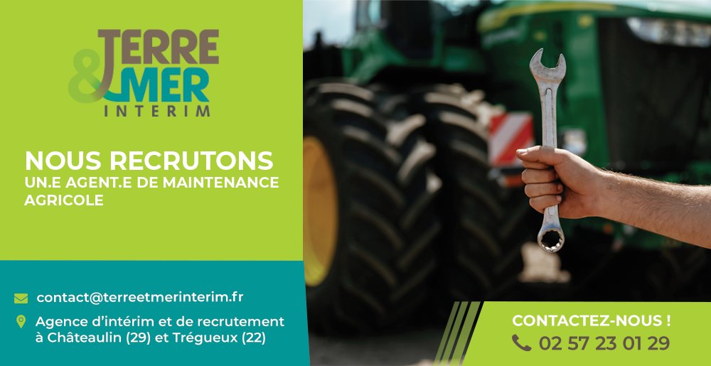 URGENT
📢OFFRE D'EMPLOI
Nous recrutons un #AGENT DE #MAINTENANCE EN #ÉLEVAGE #PORCIN (H/F) à #Plomodiern (29)
MISSION LONGUE DURÉE
 
Contactez-nous au 02 57 23 01 29 et envoyez votre CV à contact@terreetmerinterim.fr ou annonces-interim.bzh/terre--mer-int…
 
#Recrutement #Agriculture