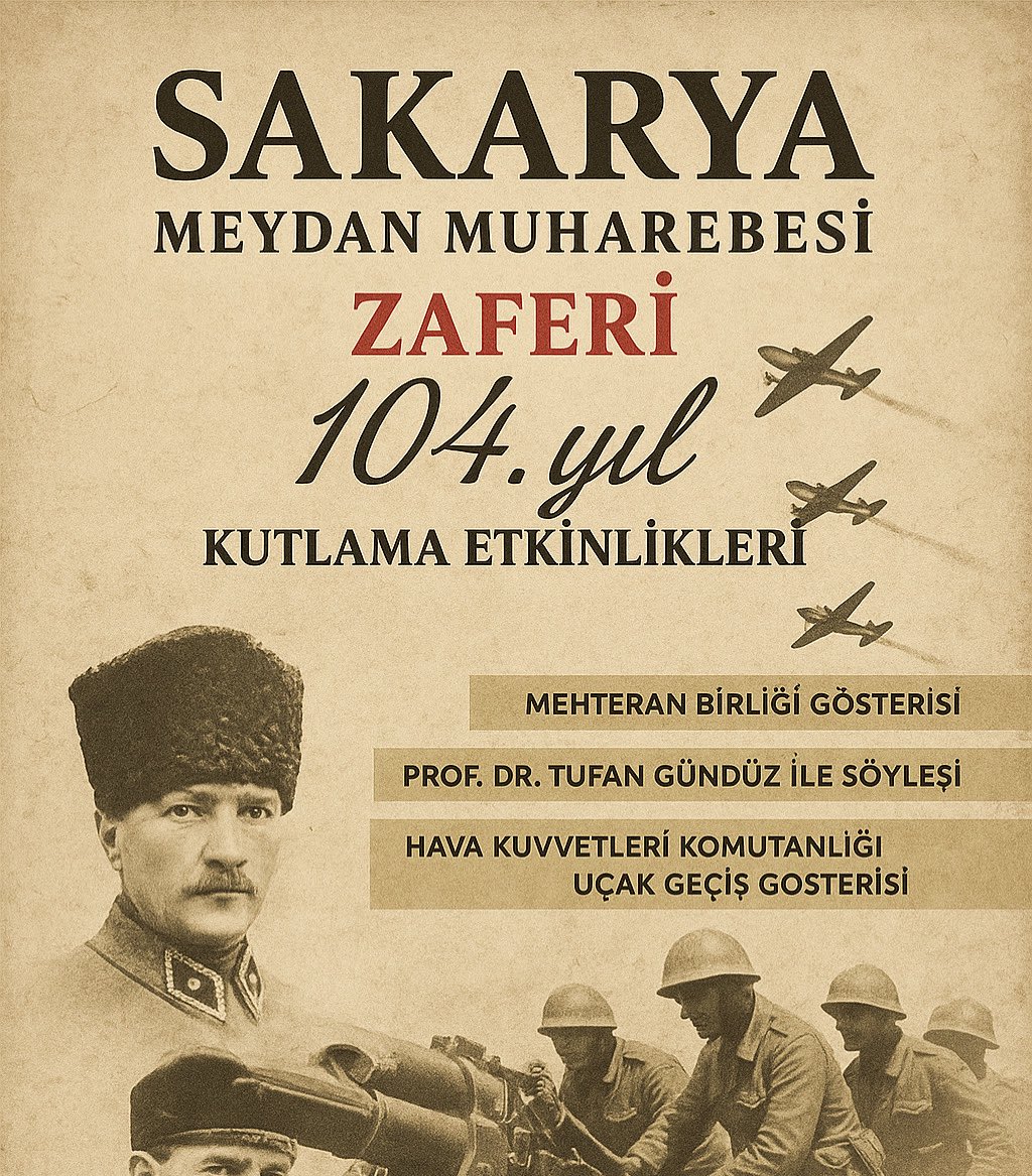 13 Eylül 1921’de Yazılan Destan, Bu Yıl 104. Kez Aynı Topraklarda Anılıyor. 🇹🇷

Türk Ordusunun Yunan güçlerine karşı kazandığı bu büyük zaferi; gururla, saygıyla ve coşkuyla kutlamak için tarihî alanda buluşuyoruz.

🗓️13 Eylül 2025 – Saat 14:00

Ankara / Polatlı – Haymana