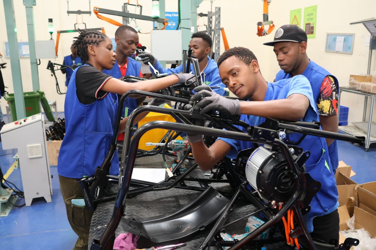 The PS for Industry Dr Juma Mukhwana visiting Spiro motorcycle company in Nairobi today. The company makes and distributes electric motorbikes.  He praised them for contributing to environmental conservation.