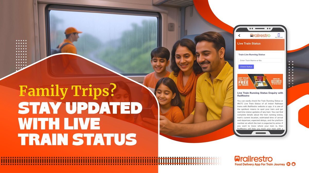 vishalyescom's tweet image. Planning a train journey with family? Make it stress-free with RailRestro’s Live Train Running Status feature! Get real-time updates on train location, arrival time, and delays instantly.
👉 Visit: tinyurl.com/3m2fzuz4
#LiveTrainRunningStatus
