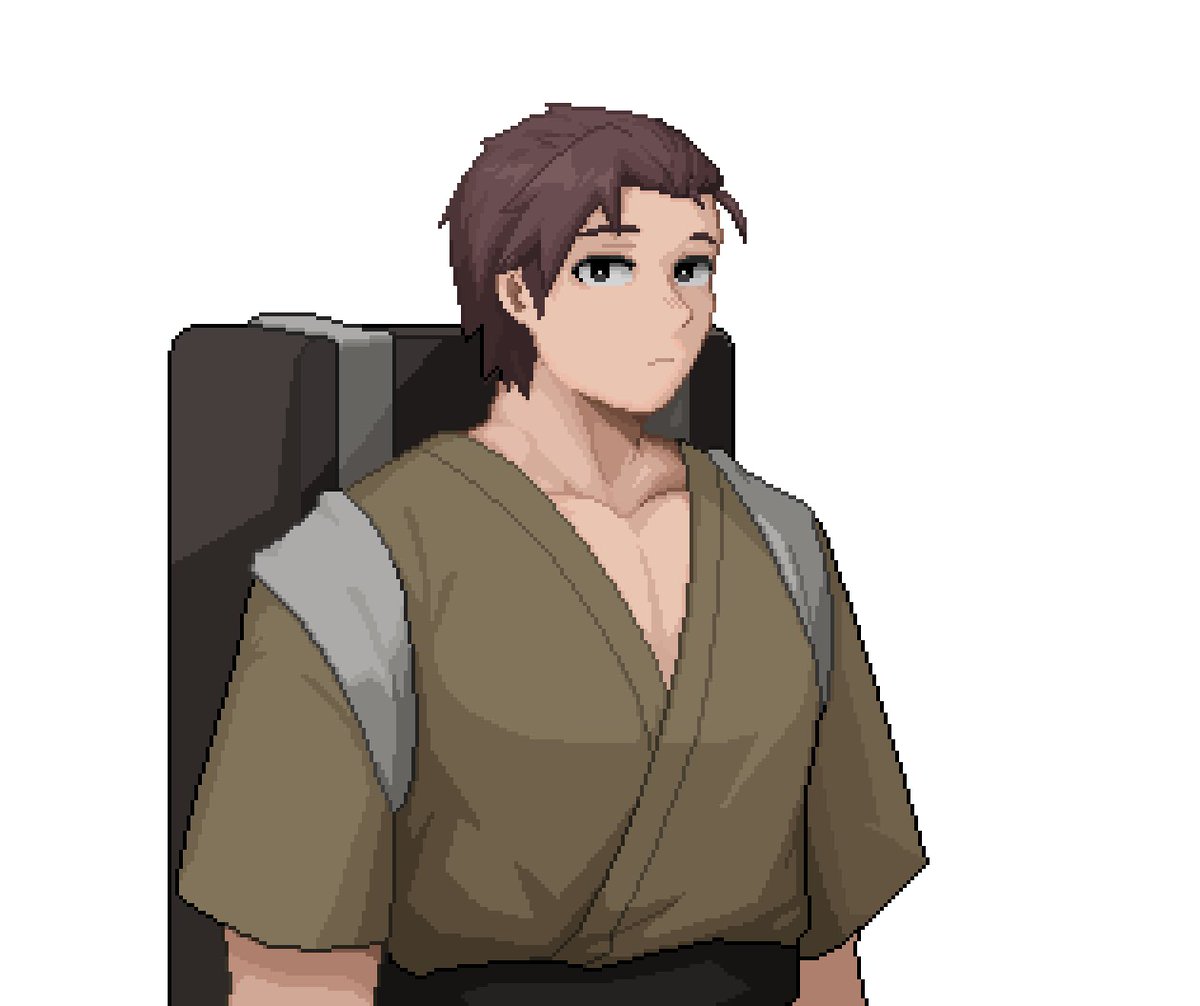 ［塗］
因為被內容不符的ai像素遊戲廣告打到跑去畫了
好想要做本格武俠但包含跟肌肉男趴了個爽內容的遊戲