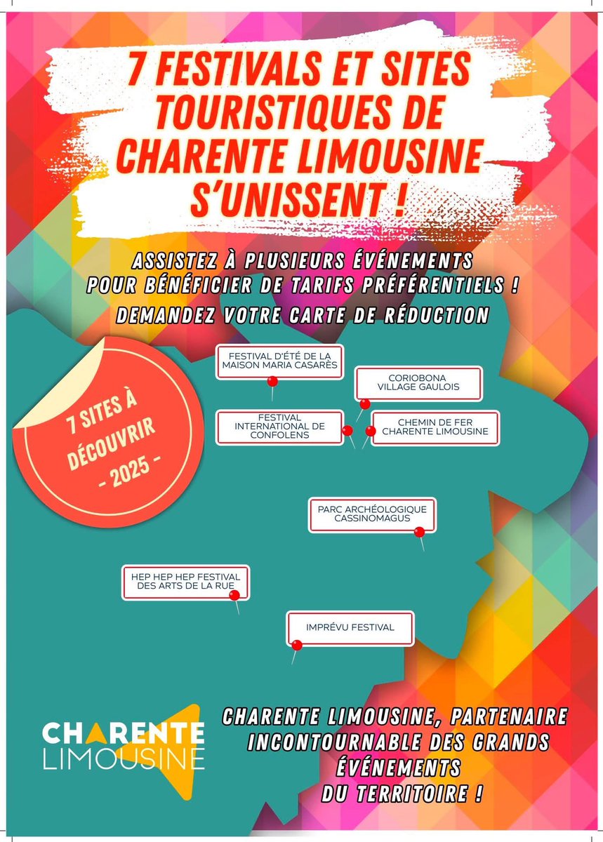 🔵 𝗜𝗠𝗣𝗥𝗘́𝗩𝗨 𝗙𝗘𝗦𝗧𝗜𝗩𝗔𝗟 🎉 | Dans le cadre de notre partenariat avec 7 festivals et sites touristiques de Charente Limousine, nous vous encourgeons à aller ce week-end à Montemboeuf pour l’<a href="/imprevufestival/">Imprévu Festival</a> 2025 ! Ça commence vendredi ! 💥
🌐 imprevu-festival.fr