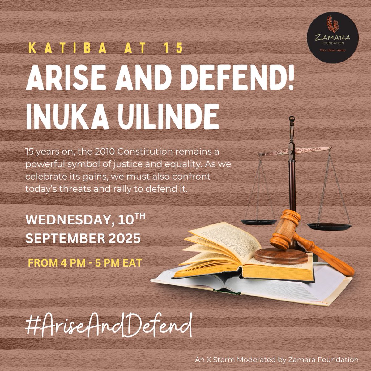 Today, we rise!
Join us for #KatibaAt15 as we demand full implementation of our Constitution; for justice, dignity &amp; equality for all!
#AriseAndDefend
Inuka Uilinde 
📅 Wed 10th Sept
⏰ 4–5 PM EAT
