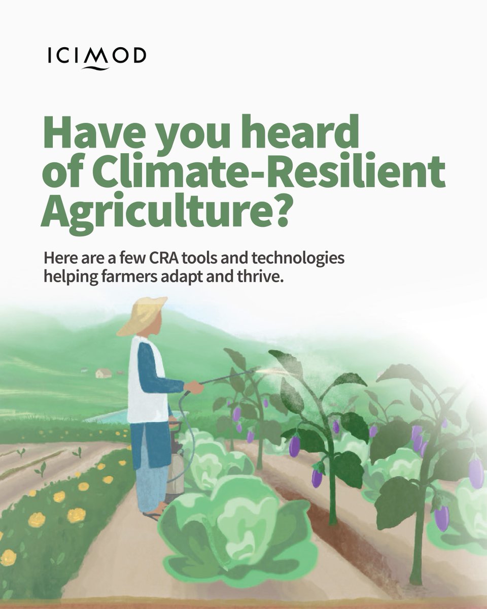 icimod's tweet image. What if agriculture in Nepal could thrive despite floods, droughts, and unpredictable weather while also securing livelihoods for millions of farmers? 

That’s the vision of Climate-Resilient Agriculture (CRA). It adopts a holistic approach combining traditional knowledge with…
