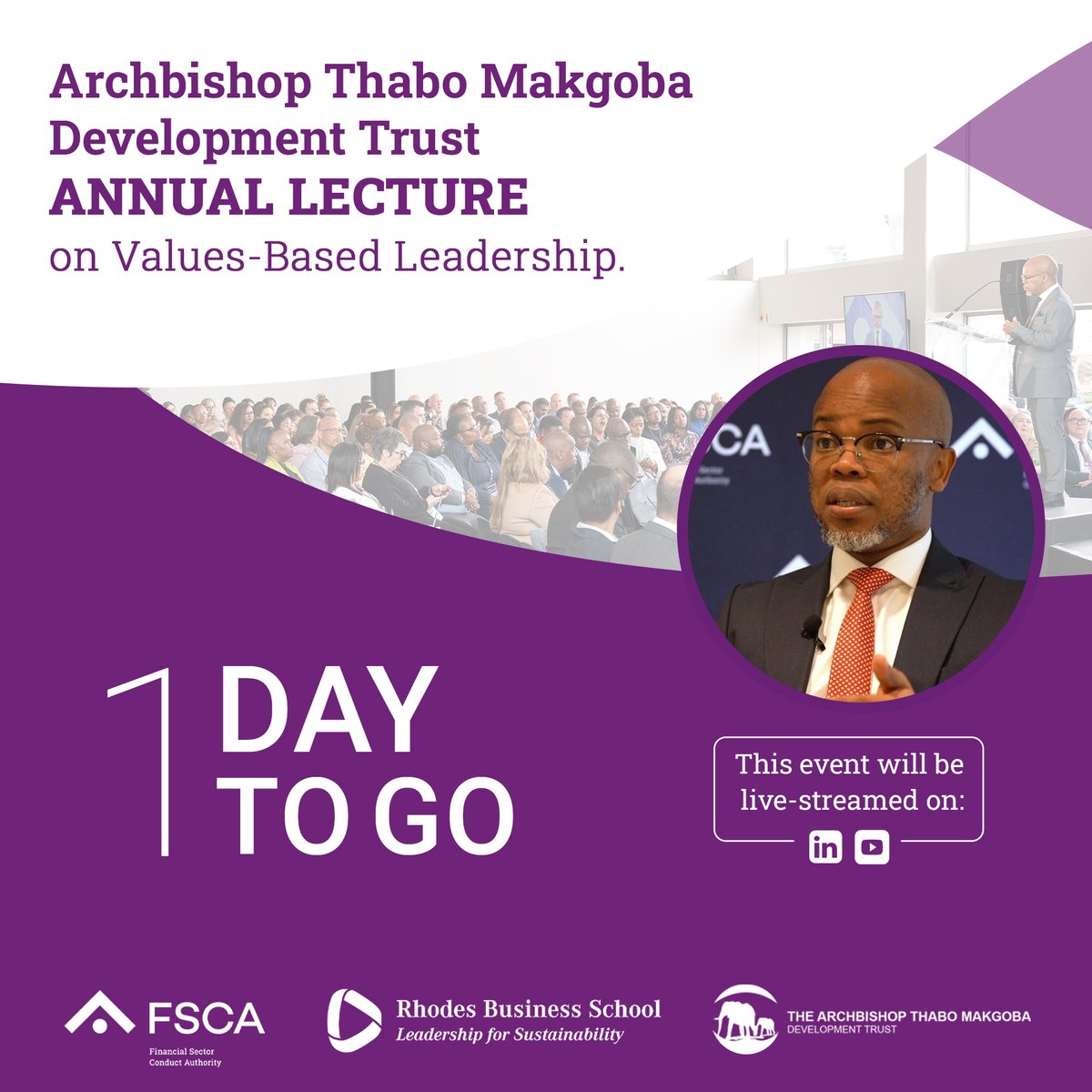 fscasouthafrica's tweet image. The wait is almost over!

One day to go until the 11th Annual @ArchTrust Lecture. We look forward to seeing you at @RhodesUni or joining us online on our YouTube or LinkedIn pages.

#FSCATalks #ValuesBasedLeadership #EthicalLeadership #ArchbishopThaboMakgobaTrust @RhodesBusiness