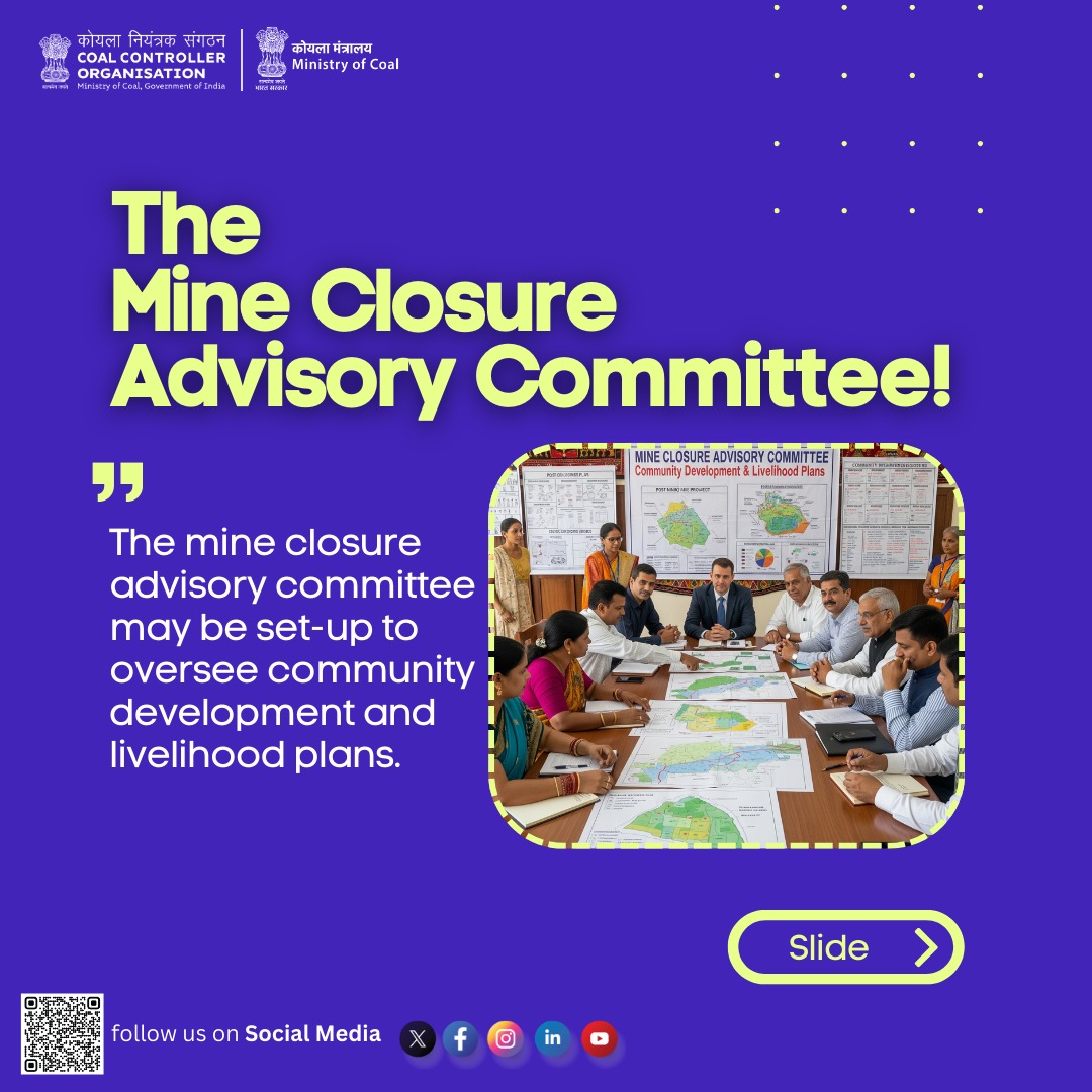 CCO_MoC's tweet image. Who ensures life beyond mining?
The Mine Closure Advisory Committee works to safeguard communities, livelihoods & the environment when mines shut down. 🌱🏡
#MineClosure #Sustainability #CommunityDevelopment #CCO