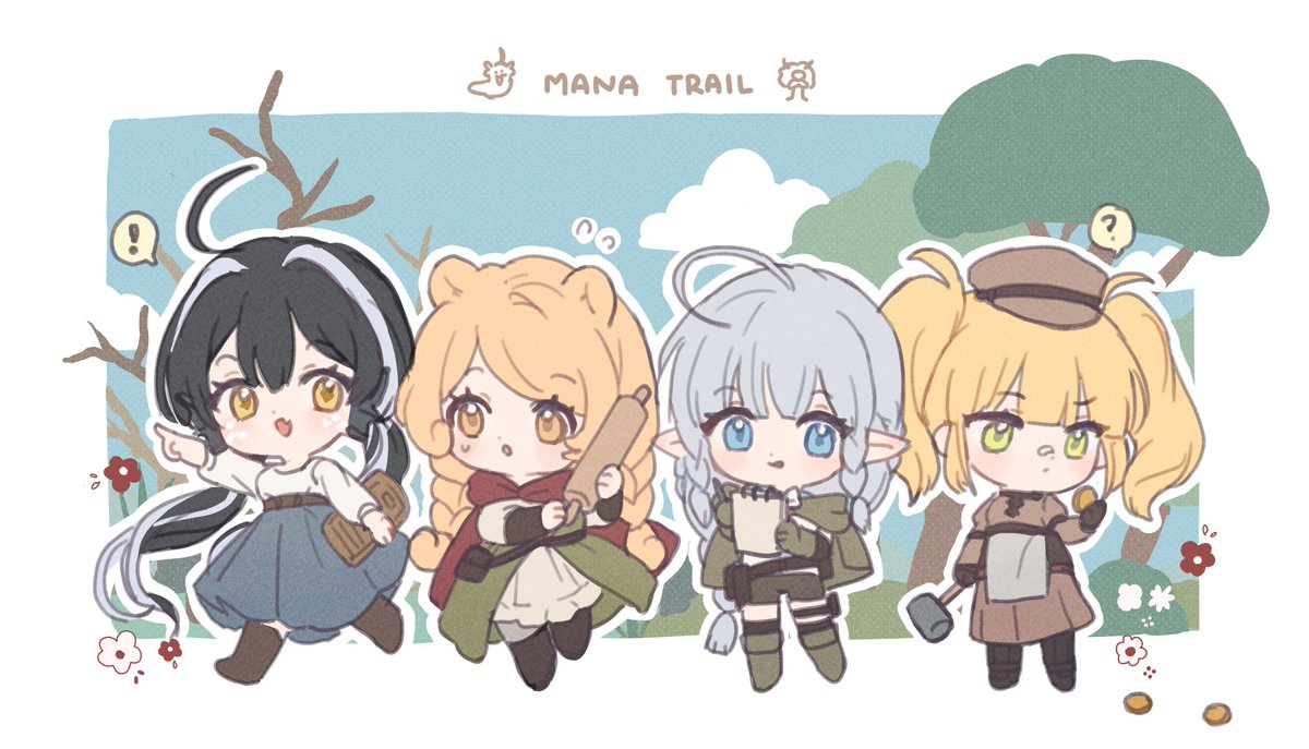 Mana_Trail's tweet photo. The girls are also ready to explore an uncharted area! What will they find beyond the miasma...? 😶‍🌫️

art @fruitgoomy https://t.co/Sl3l6tFvEw