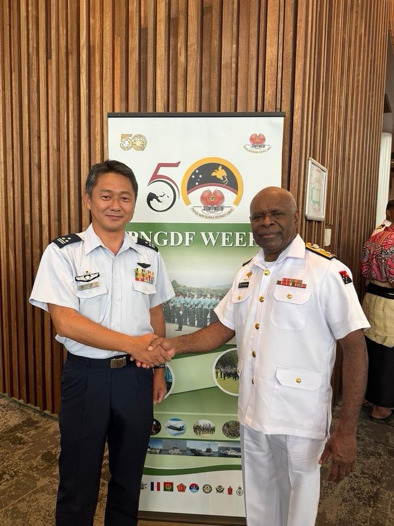 JASDF_PAO_ENG's tweet image. #JASDF LO to PACAF, Colonel Mori participated in 50th Independence Anniversary held in #PapuaNewGuinea . 🇵🇬 JASDF has committed to a partnership built on trust and Kizuna to strengthen people-to-people exchanges, that contribute to regional peace and stability. 🇵🇬🤝🇯🇵 #PNGDF