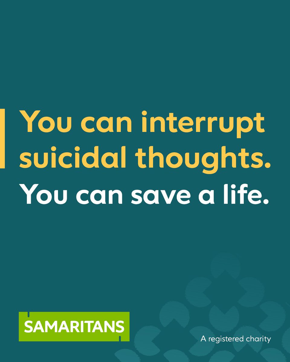 It's #WorldSuicidePreventionDay and we're sharing one important message: If you think someone might be suicidal, take action, interrupt their thoughts and show them you care. 💚 To find out how, visit samaritans.org/WSPD