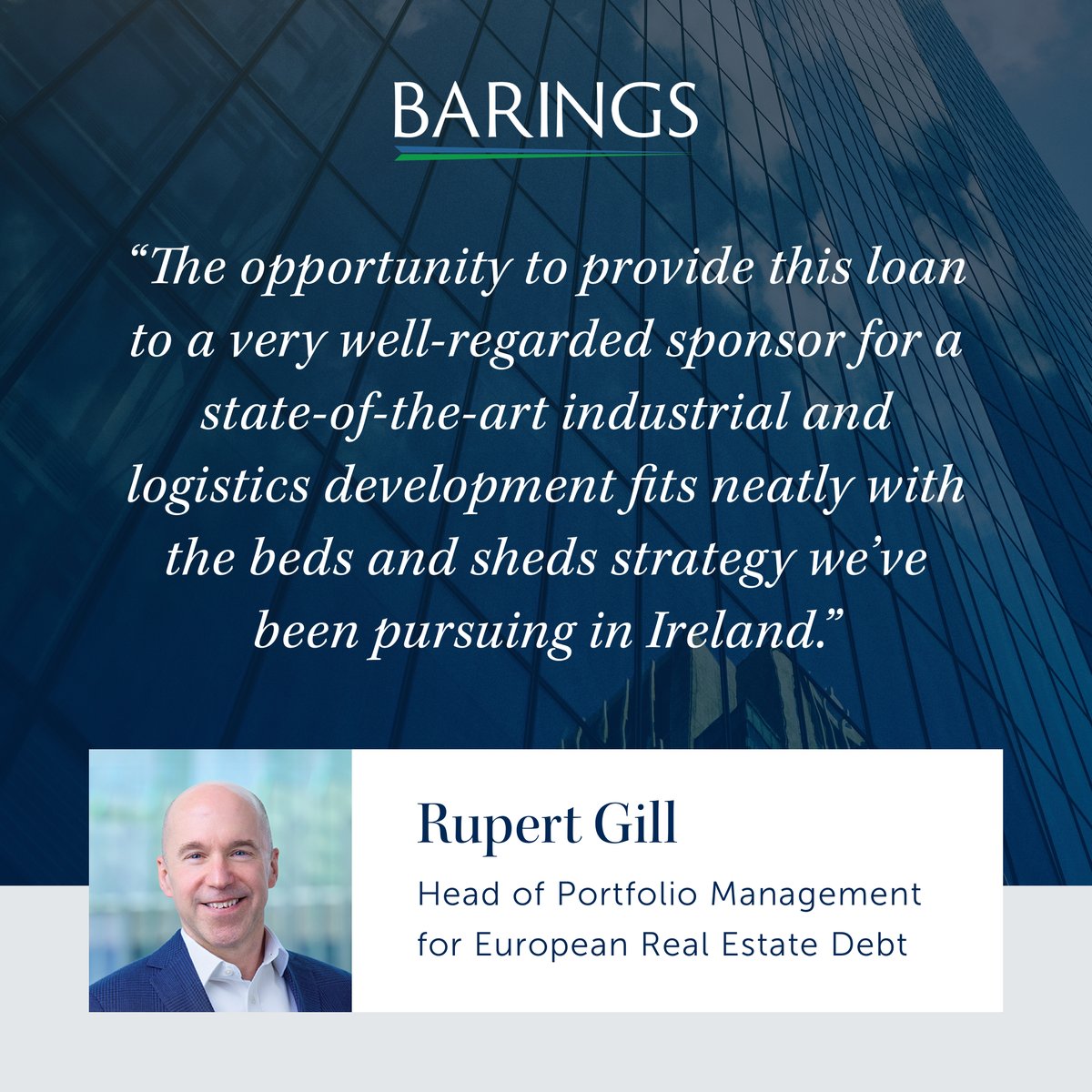 Barings has closed a construction loan with Bridges Fund Management and Dunquin Capital for the development of a new industrial &amp; logistics scheme in Dublin, Ireland.

Learn more: ow.ly/hjrx50WTRUu
